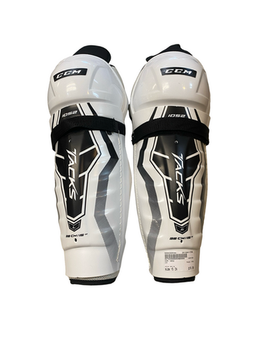 Used CCM 1052 Senior Shin Guards White 15" 11706-S000368594