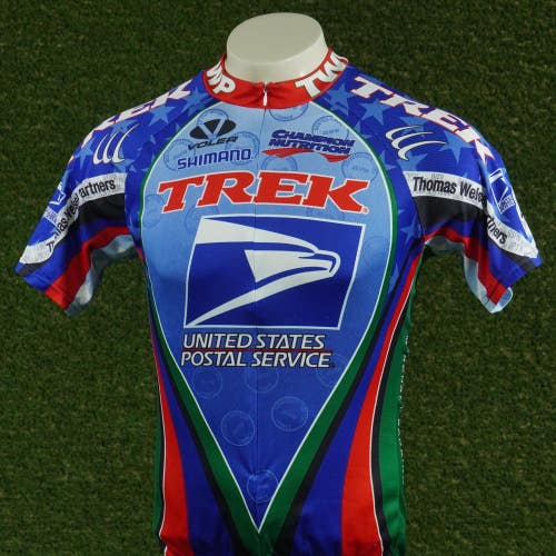 MENS LARGE TREK CYCLING JERSEY UNITED STATES POSTAL SERVICE USPS FULL ZIP, VGC
