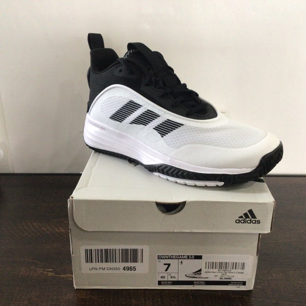 Men's Size M 7.0 (W 8.0) Adidas OwnTheGame Basketball Shoes White Black (New)