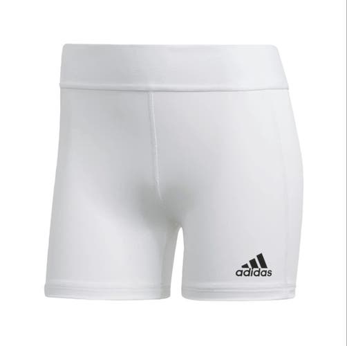 White Medium Women's Adidas Alphaskin Volleyball Spandex 4” Shorts (New)