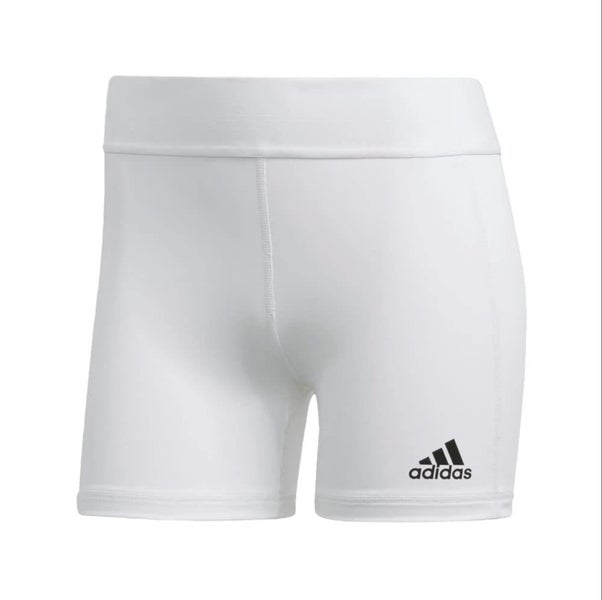 White Medium Women's Adidas Alphaskin Volleyball Spandex 4” Shorts (New)