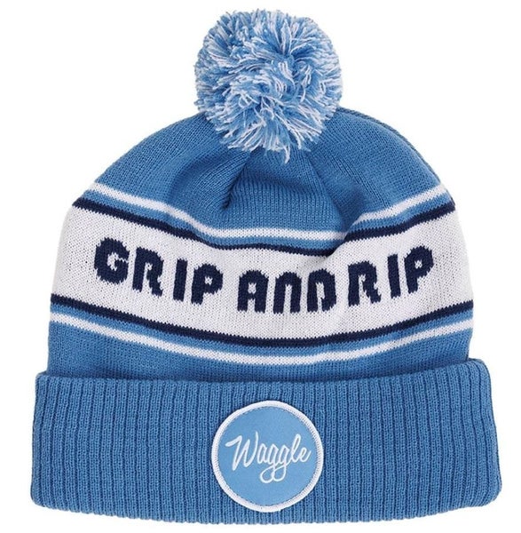 Waggle "Grip and Rip" Pom Fleece Lined Beanie Winter Hat Blue One Size NEW