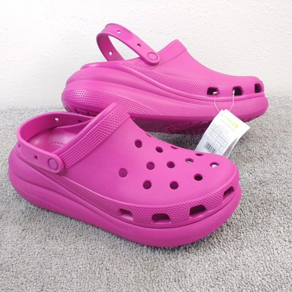 Crocs Classic Crush Clog Unisex Platform Shoes Mens Size 13 Fuchsia Pink Comfort