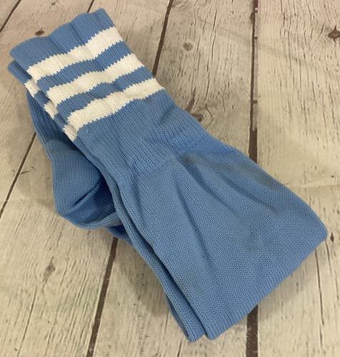 XARA Athletic Knee-High Baseball Soccer Socks Light Blue White