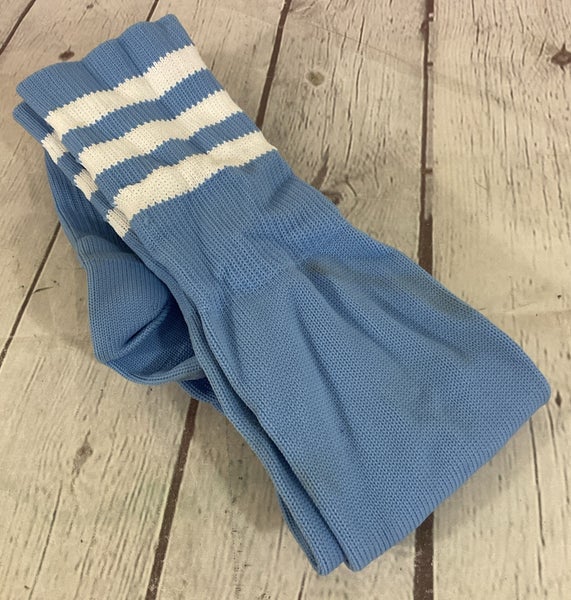 XARA Athletic Knee-High Baseball Soccer Socks Light Blue White