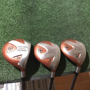 Taylormade Burner Woods Set Driver, 3W, 5W Regular R-80 Bubble2 Graphite Shafts