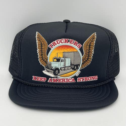 Vintage 1989 Truckers Keep America Strong Mesh Back Trucker Hat Cap NOS