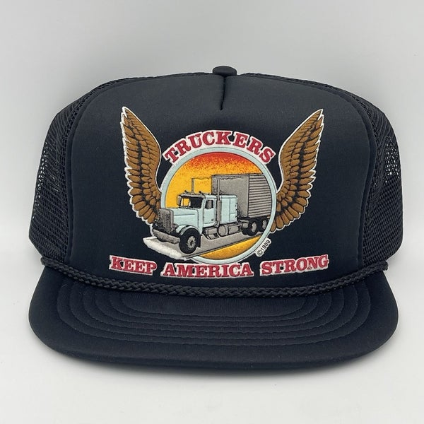 Vintage 1989 Truckers Keep America Strong Mesh Back Trucker Hat Cap NOS