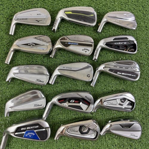 Lot 15 Golf Club Heads Only Demo 7 Irons Ping Mizuno Cobra Callaway Taylormade
