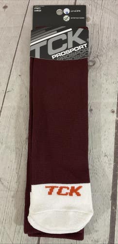 TCK PROSPORT proDRI Durable Performance Athletic Socks Maroon White Large