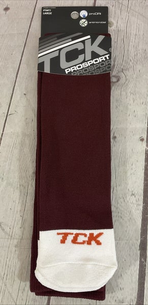 TCK PROSPORT proDRI Durable Performance Athletic Socks Maroon White Large