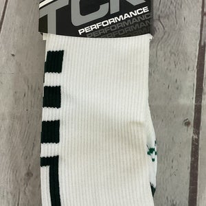 TCK PERFORMANCE proDRI Durable Athletic Socks White Dark Green X-Large XL