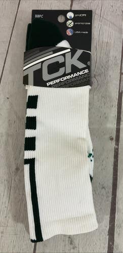 TCK PERFORMANCE proDRI Durable Athletic Socks White Dark Green X-Large XL