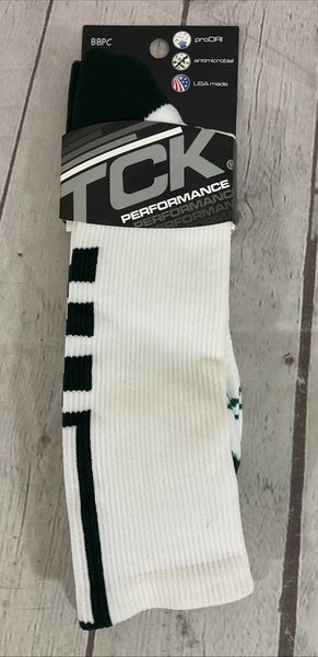 TCK PERFORMANCE proDRI Durable Athletic Socks White Dark Green X-Large XL