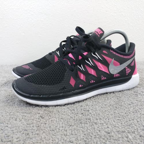 Nike Free 5.0 Girls Size 6.5Y Running Shoes Low Top Sneakers Black Pink Trainers