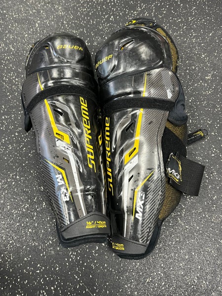 Used Bauer SUPREME MX3 TOTAL ONE Senior Shin Guards Black 16" 11849-S000032957