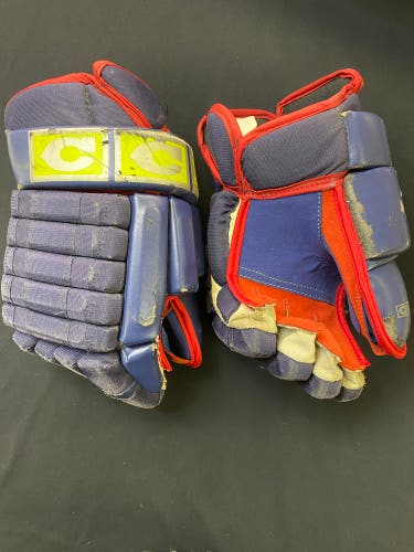 Pro Stock Return 14” CCM 852 5 Roll Ice Hockey Gloves CBJ Custom Nash Palms