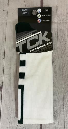 TCK PERFORMANCE proDRI Durable Athletic Socks White Dark Green Medium