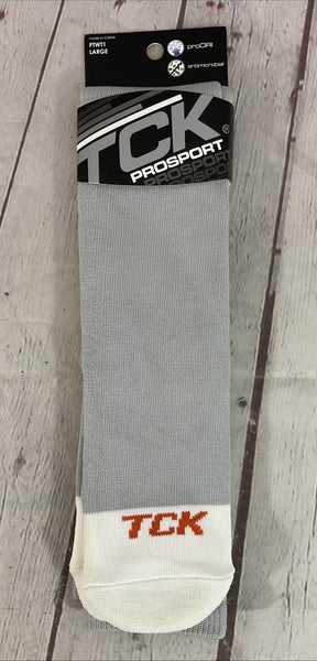 TCK PROSPORT proDRI Durable Performance Athletic Socks Light Grey White Large