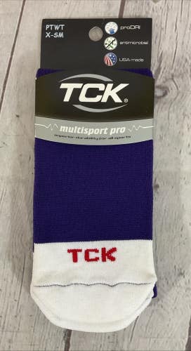 TCK PROSPORT proDRI Durable Performance Athletic Socks Deep Purple White XS