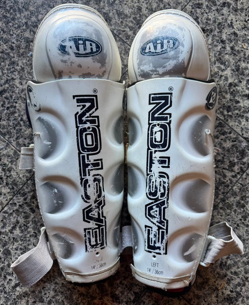SENIOR 14” 36 CM EASTON AIR SHIN GUARD ICE HOCKEY LEG PROTECTIVE EQUIPMENT USED