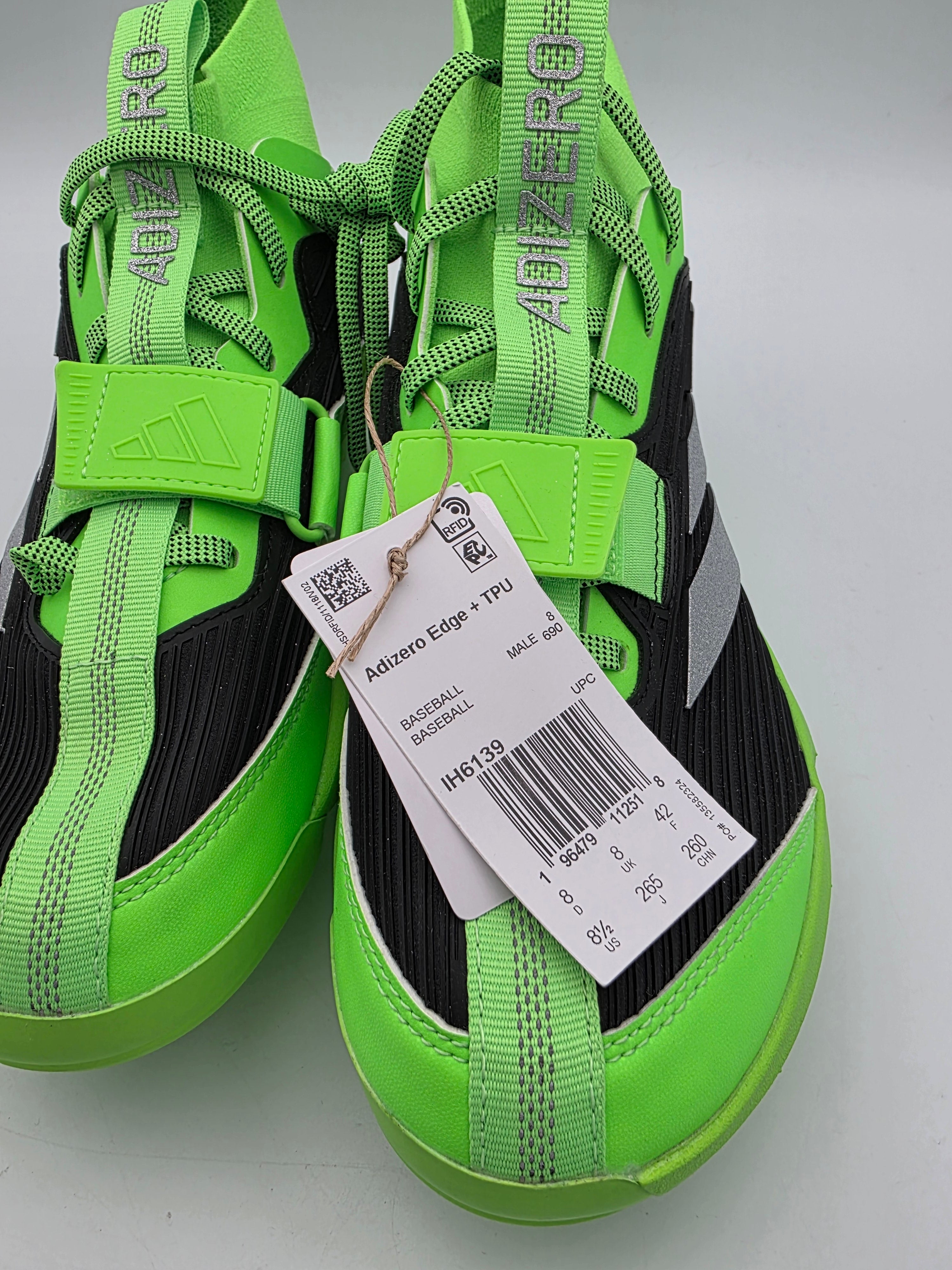 Adidas Adizero Edge+ TPU Baseball Cleats Solar Green IH6139 Men\'s Sz 14 Adidas Men 14 Adizero Edge+ TPU Baseball Cleats Solar Green  main image 2