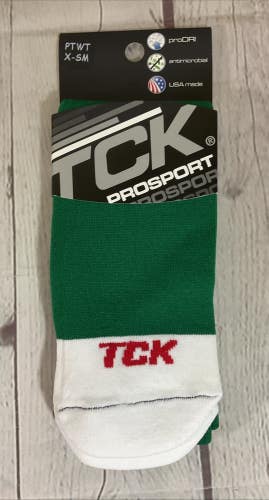 TCK PROSPORT proDRI Durable Performance Athletic Socks Kelly Green White XS