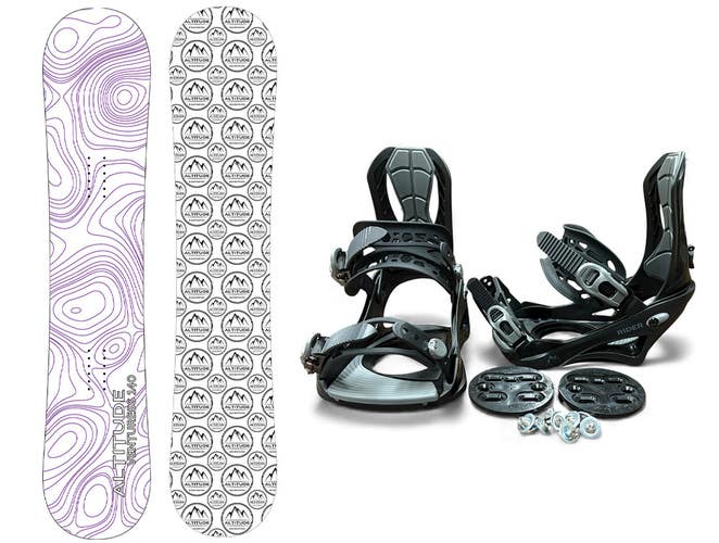 ALTITUDE WOMEN'S VENTURESS SNOWBOARD (PURPLE) + RIDER BINDINGS S/M 6.5-9.5