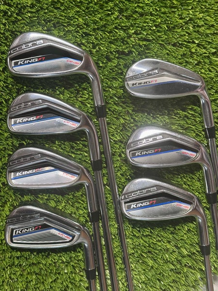 Right Handed Cobra King F7 7 Pc Iron Set 5-Pw, Gw Steel Stiff S Flex
