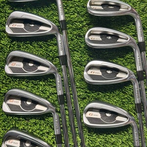 Right Handed PING G400 9 Pc Iron Set 4-PW,SW,LW AWT Steel Stiff Flex Green Dot