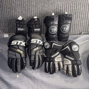 Lacrosse Equipment Lot; 2 Pair Gloves, 2 Pair Elbow Pads Maverick/ Stx/Brine