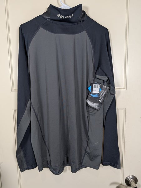 Bauer Hockey Fit Kevlar Neck Long Sleeve Black Performance Shirt Mens Size: XL