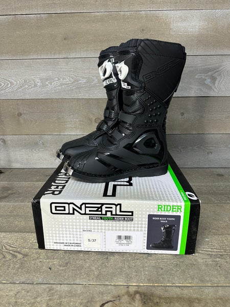 O'Neal Rider Black Boots MX Motocross 0325105 Youth Size 5 (37) New In Box