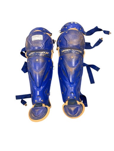 Used Under Armour SHIN GUARDS Catchers Leg Guards Royal Blue Youth 11307-S000261317