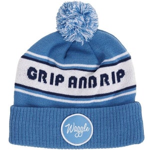 Waggle "Grip and Rip" Pom Fleece Lined Beanie Winter Hat Blue One Size NEW