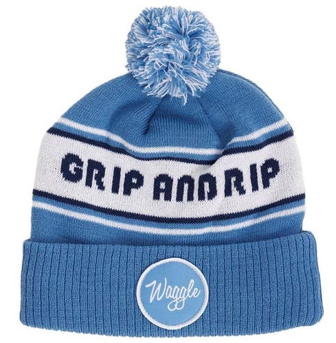 Waggle "Grip and Rip" Pom Fleece Lined Beanie Winter Hat Blue One Size NEW