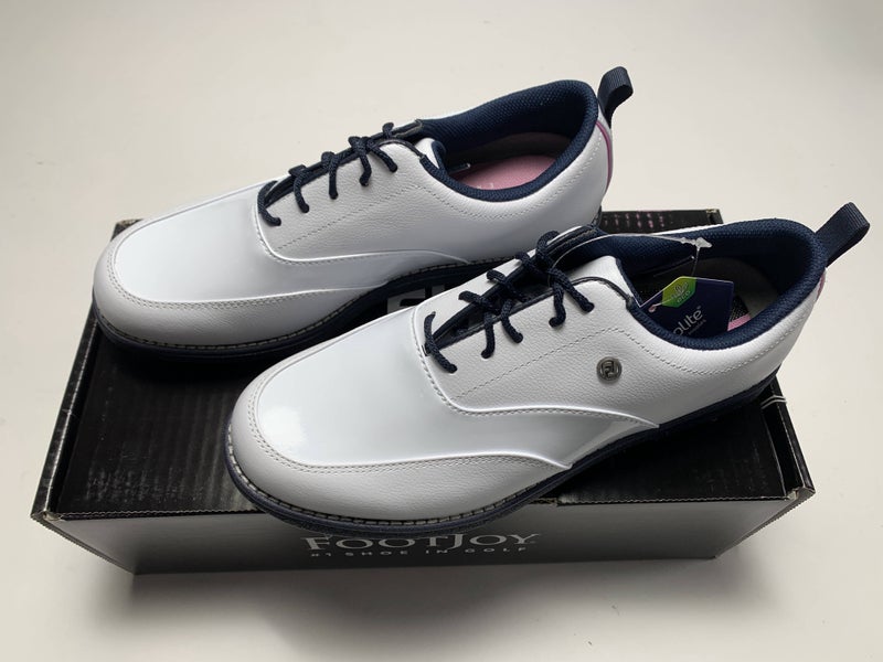 FootJoy DryJoys Premiere Series Golf Shoes White Pink Navy Womens SZ 7.5 (99044)