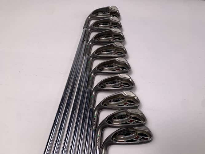Ping G15 Iron Set 4-PW+GW+SW Green Dot 2* Up AWT Stiff Steel Mens LH