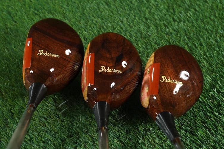 PEDERSEN GENUINE PERSIMMON WOODS SET 1W,2W,3W STEEL RH ~ VINTAGE & REFINISHED!