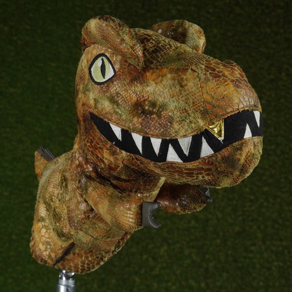 DINOFACTORY T-REX DRIVER HEADCOVER DINOSAUR TYRANNOSAURUS GOLD TOOTH WOOD BROWN