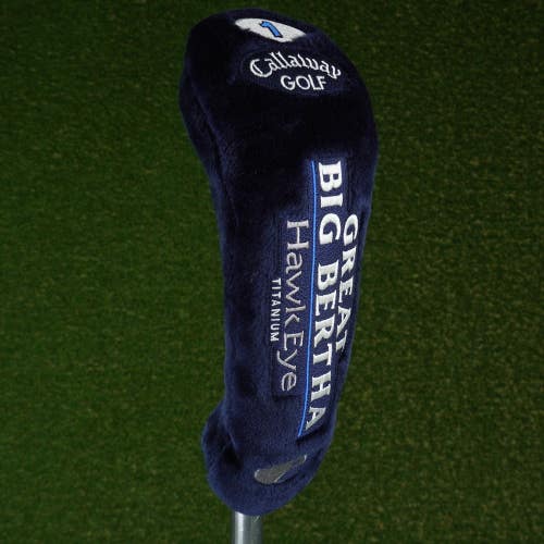CALLAWAY GREAT BIG BERTHA HAWKEYE DRIVER HEADCOVER TITANIUM DARK BLUE ~ VINTAGE!