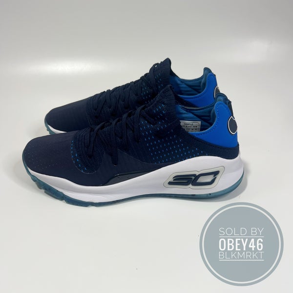 Under Armour Curry 4 Low Deep Navy Blue/White Sample 9.5