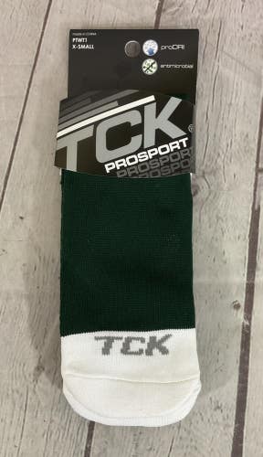 TCK PROSPORT proDRI Durable Performance Athletic Socks Dark Green White XS