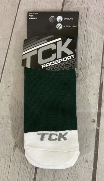 TCK PROSPORT proDRI Durable Performance Athletic Socks Dark Green White XS