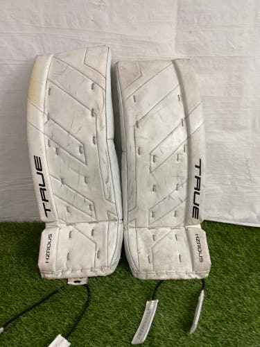White 28" Junior True HZRDUS Goalie Leg Pads (Used)