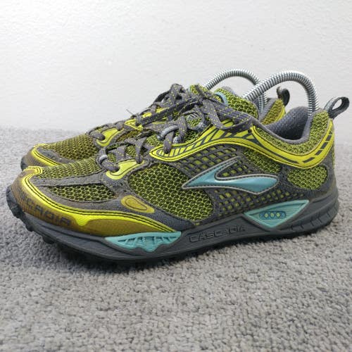 Brooks Cascadia 6 Womens Size 9.5 Trail Running Shoes Yellow Gray Low Top