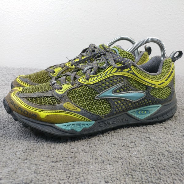 Brooks Cascadia 6 Womens Size 9.5 Trail Running Shoes Yellow Gray Low Top