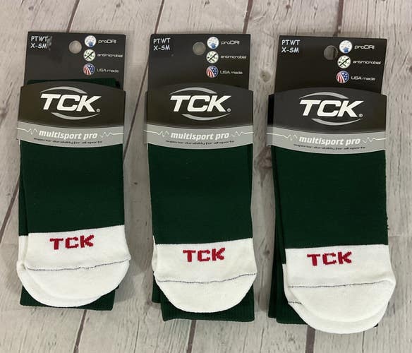 TCK MULTISPORT proDRI Performance Athletic Socks Dark Green White XS 3-Pack