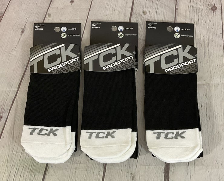 TCK PROSPORT proDRI Durable Performance Athletic Socks Black White XS 3-Pack