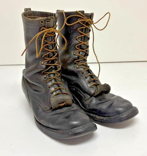 Vintage Whites Spokane WA Rugged Black Leather Logger Boots Biltrite Soles US 12
